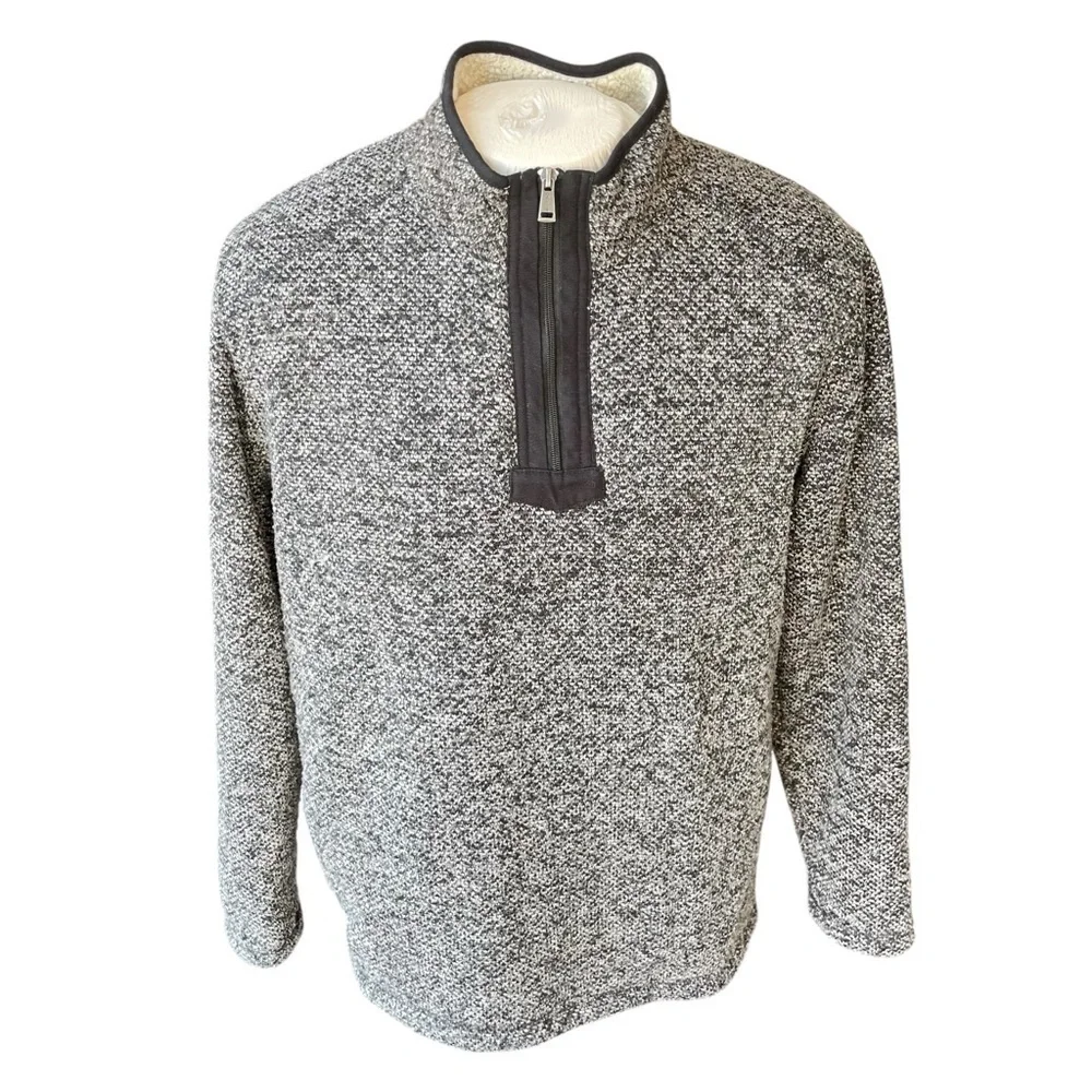Orvis Classic Collection Men’s XL Gray Sherpa-Lined Quarter Zip Pullover Sweater